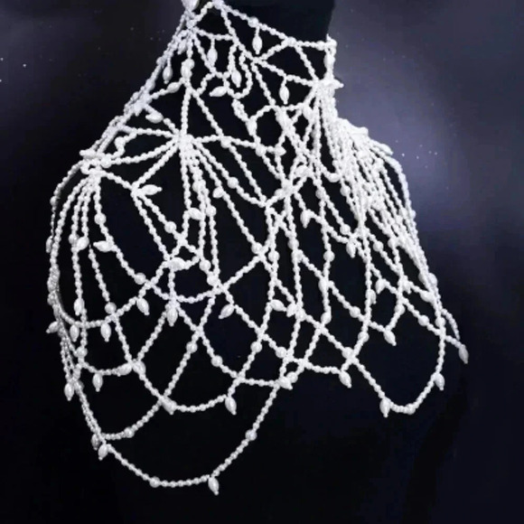 Beautiful Handmade Pearl Shoulder Wrap For Weddings, Formal Occasions & Proms - Picture 4 of 5